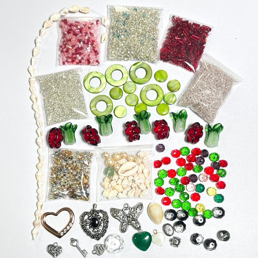 VTG - Now Jewelry Making Beads Charms Glass Lampwork Crystal Colorful Mixed Lot